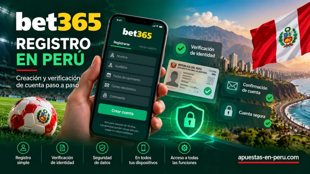 Registro en Bet365 Perú – creación de cuenta, verificación de identidad con DNI, protección de datos personales y seguridad de acceso a la plataforma