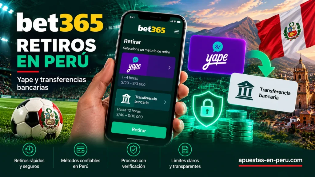 Retiros de dinero en Bet365 Perú mediante Yape y transferencias bancarias – límites de retiro, tiempos de procesamiento y verificación de cuenta